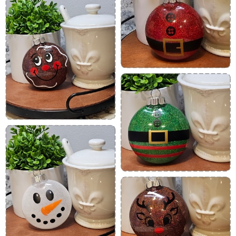 Festive Holiday Ornament Set - Red, Green, Brown, White